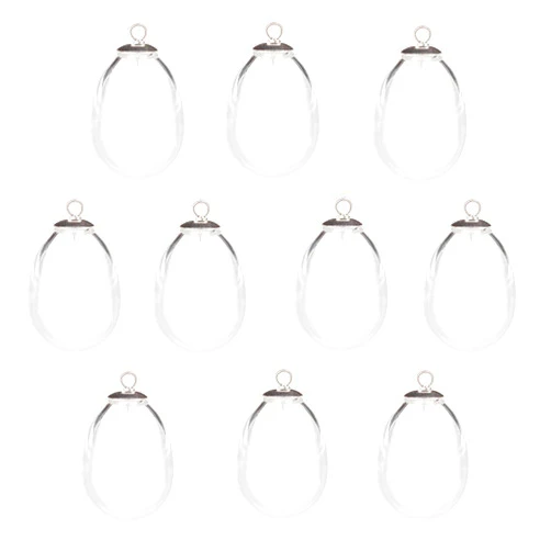 ZenRa 10 Pieces Tear Drop Waterdrop Empty Glass Beads Hollow Ball Vials Pendant (925silver Cap, 18.5x14mm)