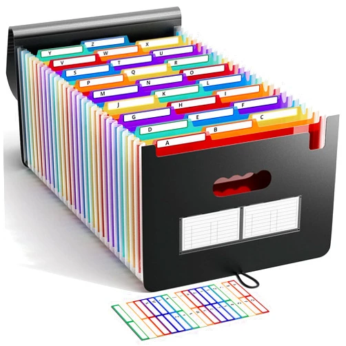 ABC life 26 Pockets Accordian File Organizer Keeper/Expanding Filling Box Letter A4 Size/Expandable File Folder/Plastic Accordion Document Paper Bill Receipt Organizer with A-Z Alphabetical Tabs