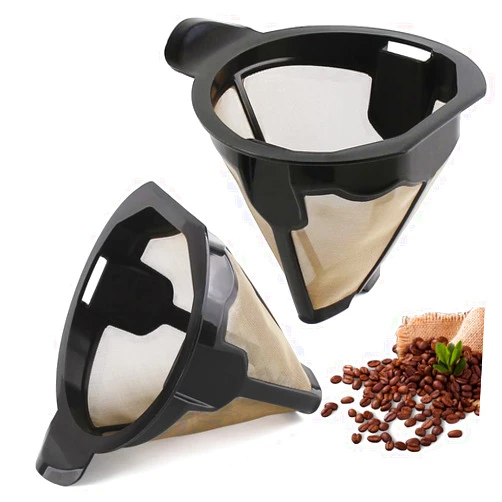 Veterger Replacement Parts 2pcs Cone Reusable Coffee Permanent Filters, Compatible with Ninja Coffee Maker CM305, CP301, CP307C,CM401