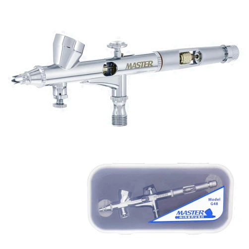 Master Airbrush High Precision G48 Dual-Action Gravity Feed Airbrush, 0.2 mm Tip, Small 1/16 oz Cup, Air Control
