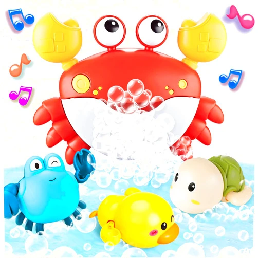 VConejo Baby Bath Toys for Toddlers, Crab Bath Bubble Maker with 12 Songs, 3 Pack Wind-up Pool Toys for Kid, Bathtub Toys As Birthday Gift for Boys Girls