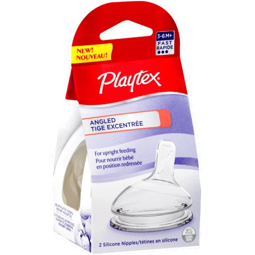 Playtex Baby Playtex Angled Nipple, Fast Flow, 2-Count