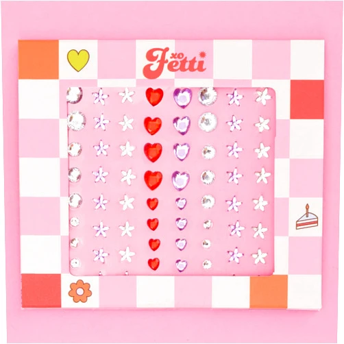 xo, Fetti Purple + Red Heart and Star Eye Face Gems - 1 Set | Bachelorette Face Gems, Sour Rhinestone Birthday Girl Accessory, Guts Concert Party Decorations, Rave Supplies, Valentine's Day, Festival