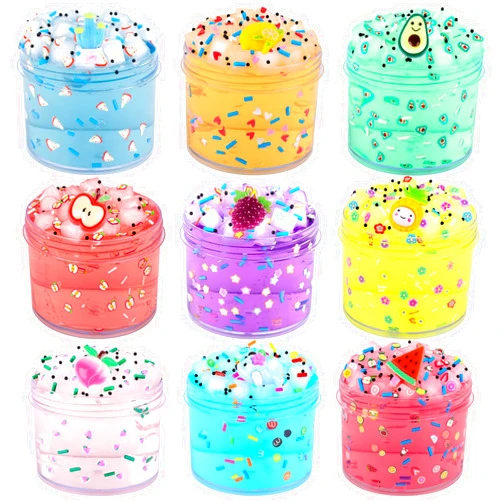 Tuupowana Jelly Cube Clear Slime Kit 9 Pack for Kids, Crunchy Slime, Stress Relief Toy, Party Favors for Girl Boys 6 7 8 9 10 11 12