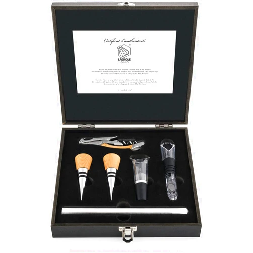 Laguiole Style de Vie Corkscrew set, sommelier set, set of 6, oak wood