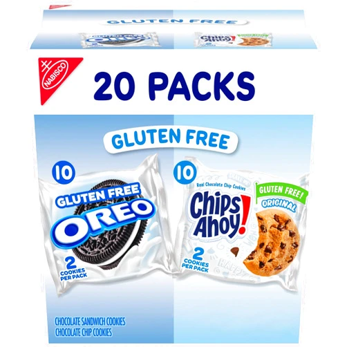 OREO Chocolate Sandwich Cookies & CHIPS AHOY! Chocolate Chip Cookies Gluten Free Cookies Variety Pack, 20 Snack Packs