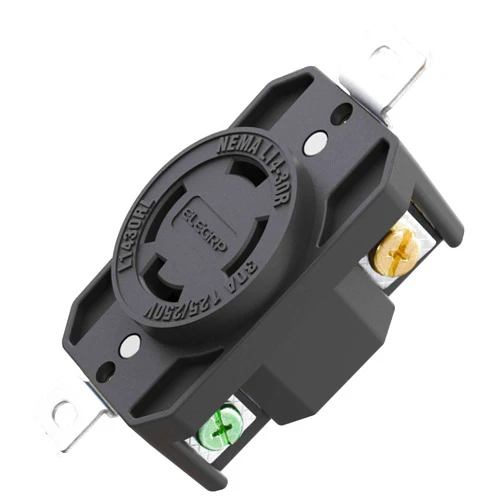 ELEGRP NEMA L14-30R Flush Mounting Locking Receptacle, Twist Lock Socket/Outlet for Generator, 30 Amp 125/250V 3 Pole 4 Wire Grounding, Industrial Grade Heavy Duty, UL Listed (1 Pack, Black)