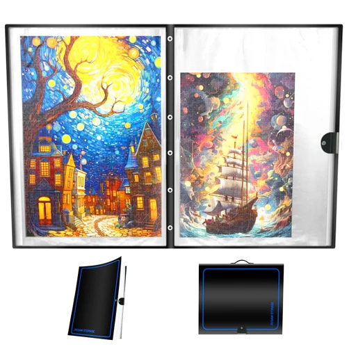 ALL4JIG Extra Large Puzzle Storage Folder Keeper for Jigsaw Enthusiasts - Space-Saving Organizer, Holds 20 Puzzles, 31.1x25.59x2.56 inches, HD Film Pockets Birthday Gifts for Mom & Grandma