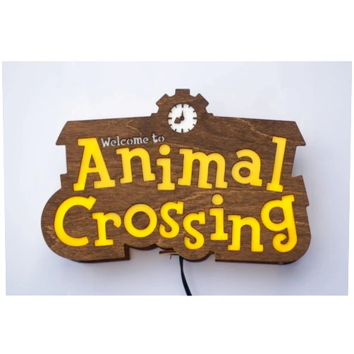 TheBKPK Animal Crossing - town sign - wall mountable lamp