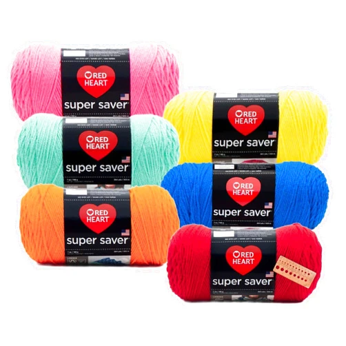 Craft Bunch Red Heart - Super Saver Yarn - 6 Balls Assorted Colors (Neon)