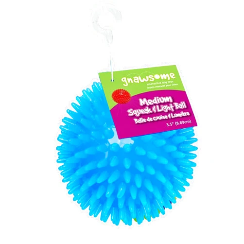 Gnawsome™ 3.5” Spiky Squeak & Light Ball Dog Toy - Medium, Cleans Teeth and Promotes Good Dental and Gum Health for Your Pet, Colors will vary, 3.5