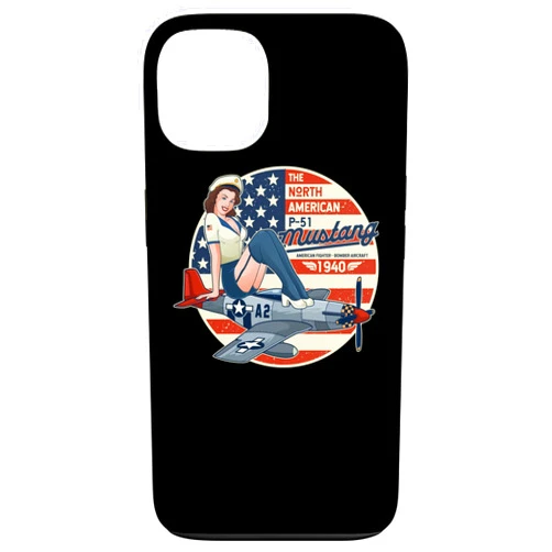Alte Fokker Airshow Apparel Co. P51 Mustang Airplane for Men WWII Pinup Case for iPhone 13