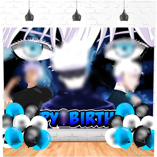 Ezcpigei Satoru Anime Gojo Party Supplies5x3FT,Satoru Anime Gojo Backdrop,Satoru Anime Gojo Theme Happy Birthday Party Banner for Boys and Girls Cartoon Anime Party Decoration