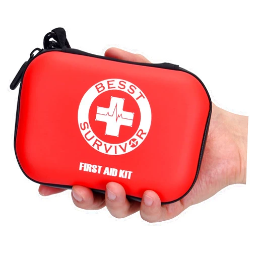 Besst Survivor Mini First Aid Kit -Small Waterproof Hard Shell Medical Kit with Compartments for Camping, Hiking, Car, Home, Office, School - Emergency First Aid Supplies and Survival Kit