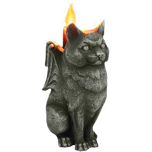 Ebros Gift Stoic Guardian Feline Winged Cat Gargoyle Gothic Candle Holder Statue 5.5