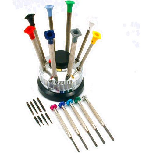 FindingKing 13 Watchmakers Screwdrivers Revolving Rotating Stand Repair Tool