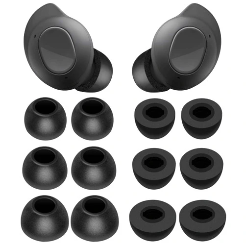 IiEXCEL 6 Pairs Galaxy Buds FE Memory Foam Tips, S/M/L Replacement Cancel Noise Fit in Case Comfortable No Silicone Pain Compatible with Samsung Galaxy Buds FE 2023 Release - Foam Black
