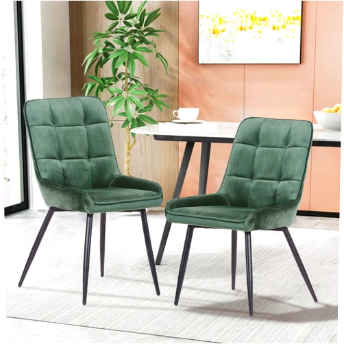 HOUSEINBOX.COM HouseInBox Dining Chairs Set of 2 Side Chair Armless Accent Chair with Ergonomic Seat Tufted Upholstery for Dining Room Kitchen Livingroom, Green Velvet