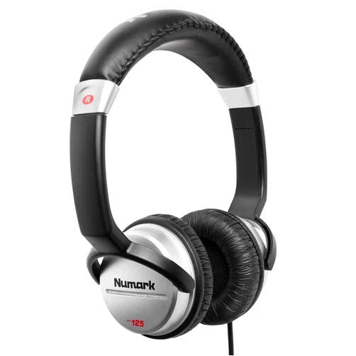 Numark HF125 | Ultra-Portable Professional DJ Headphones With 6ft Cable, 40mm Drivers for Extended Response & Closed Back Design for Superior Isolation, Silver, Оne Расk