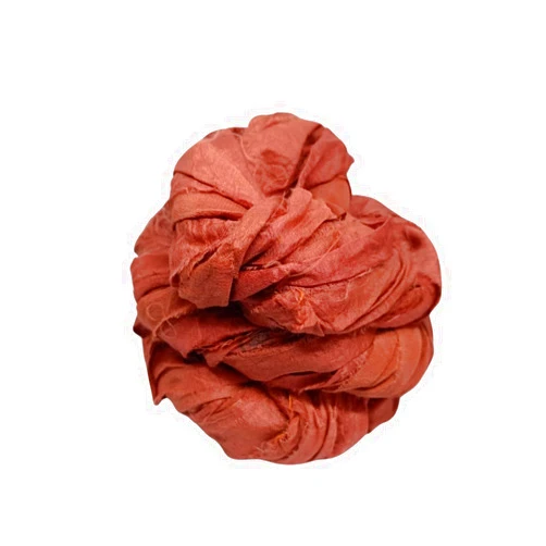Knitsilk Super Bulky Recycled Sari Silk Ribbon Yarn in Rust | 50 GMS - 30 Yards | Duppioni Silk Ribbon | Ribbon for Crafts, Rug Making, Jewelry Making, Necklaces, Silk Scraps, Silk Strips (Pack of 1)