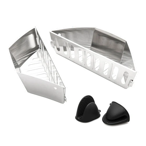 NANOTELLO Charcoal Basket - Stainless Steel Heavy Duty Ash Fire Box for Outdoor Grill - Complete with Silicone Hot Mitts