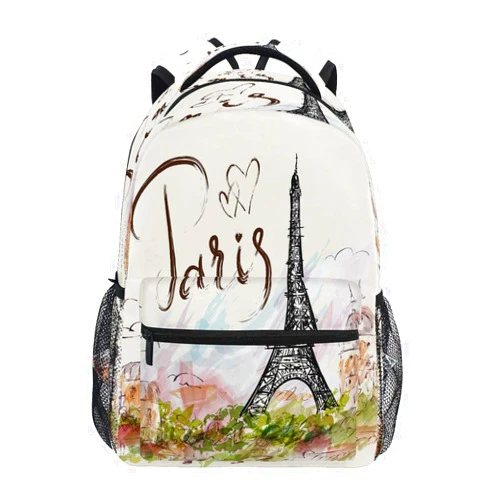 UOYO Backpacks France Paris Eiffel Tower House School Bag Student Bookbag Adjustable Shoulder Bags Laptop Rucksack Travel Hiking Camping Daypack for Teens Girls Boys Women Men