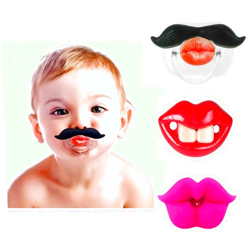 FLYPARTY 3Pcs Funny Teeth and Mustache Pacifier,Cute Gentleman Mustache Designed Baby Pacifiers for Soothe Your Newborn Baby, Infants,Toddlers