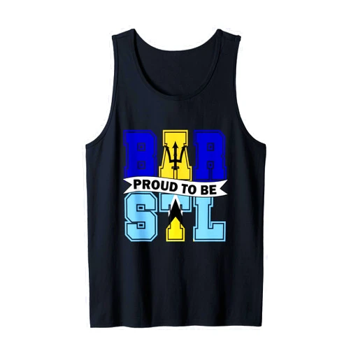 Roots Barbados and Saint Lucia Heritage Proud to be Half Bajan Half Lucian Barbados and St Lucia Mix Tank Top