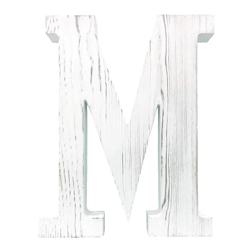 N\A Extra Large Wood Decor Letters Wood Distressed White Letters DIY Block Words Sign Alphabet Free Standing Hanging for Home Bedroom Office Wedding Party (M)