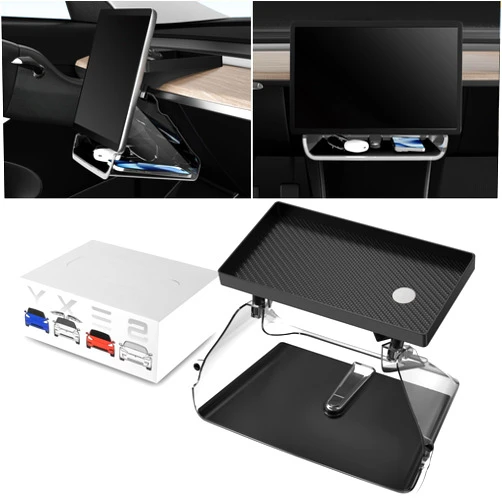 ARISMOTOR Under Screen Magnetic Storage Box for Tesla Model Y 2020-2024/Tesla Model 3 2017-2023 Accessories, Behind Screen Storage Dashboard Organizer Tissue Holder, Pack of 1