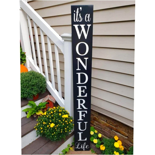 IUNFRDS It's A Wonderful Life Porch Sign Entryway Sign Rustic Distressed Wood Sign Primitive Christmas Decoration Bedford Falls Wood Sign Art Decor 4x16 Inch