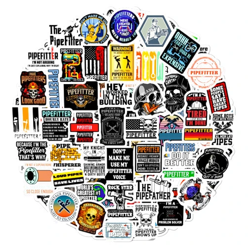 BulbaCraft 100Pcs Funny Pipefitter Stickers for Hard Hat, Pipefitter Hardhat Stickers, Cool Pipefitting Decals, Gifts for Women & Men