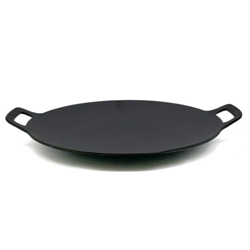 Brightalk 13-Inch Korean BBQ Grill Pan, Cast Iron Griddle for Indoor and Outdoor Stovetop Use