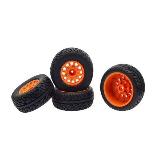 DKKY DKKY Racing DKKY 1/10 Short Course Truck Tires Buggy Rubber Tires 12mm 14mm 17mm Coupler for Slash Arrma Redcat (Orange)