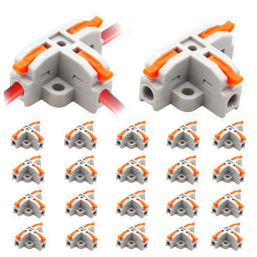Tanbupu 20pcs T-Type Lever Wire Connector Compact Splicing Connectors Quick Wiring 3 Pin 1 Way Wire Connector Suitable for AWG 28-12 Push in Terminal Wire Connector(Orange)