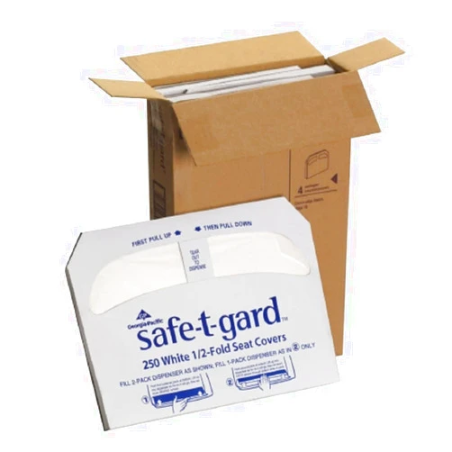 Georgia-Pacific Safe-T-Gard 47052 White 1/2-Fold Toilet Seat Cover, 17.44