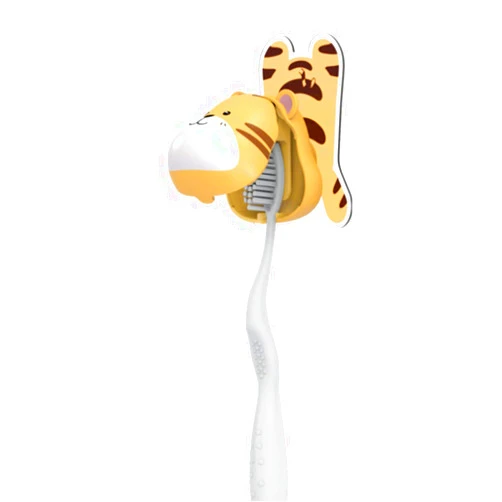 Heasa Toothbrush Holder Wall Mounted, Heasa Animal Kids Toothbrush Holder (Yellow Tiger)