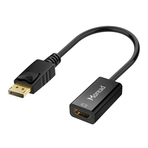 Moread 4K DisplayPort (DP) to HDMI Adapter, Gold-Plated Uni-Directional Display Port PC to HDMI Screen Converter (Male to Female) Compatible with HP, Dell, Lenovo & More, Passive - Black