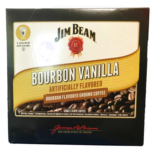 Jim Beam Bourbon Vanilla Single Serve Coffee, 18 cups, Keurig 2.0 Compatible