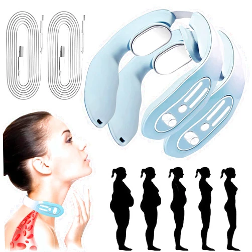 Finndeen 2023 Lymphatic Drainage Massager, EMS Neck Acupoints Lymphvity Massager Device, 12 Modes Neck Massager Portable Lymphatic Relief Neck Massager for Pain Relief Deep Tissue (2PC)