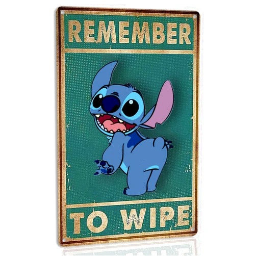 Aimeryup Retro Remember To Wipe Tin Sign Stitch Vintage Metal Signs Cute Bathroom Wall Decor Gifts For Boys Eclectic Home Decor Kitchen Bathroom Whimsical Decor 8x12inch