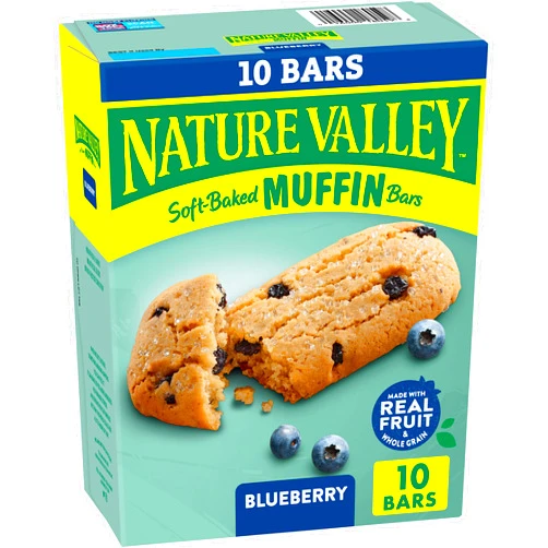 Nature Valley Soft-Baked Muffin Bars, Blueberry, Snack Bars, 1.24 oz, 10 ct
