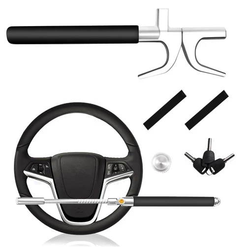Dachenus Steering Wheel Lock,Wheel Lock,Universal Retractable Car Steering Wheel Lock,Vehicle with Adjustable Anti-Theft Protection with Bonus Safety Hammer - Suitable All Cars, Gifts.