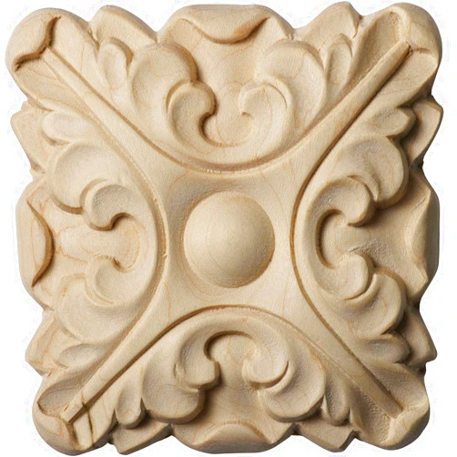 Ekena Millwork ROS03X03ACAL Acanthus Square Rosette, 3 1/2