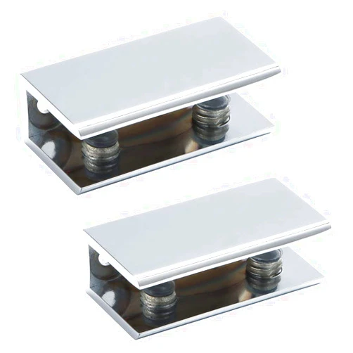 Alise Glass Shelf Bracket Adjustable Shower Brackets,Heavy Duty Rectangle Clamp Holder for 8-12mm Glass Shelves,Wall Mount Clamps Clip Support Hardware Replacement Parts,Polished Chrome 2 Pcs