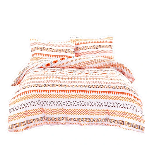 JSD Orange Boho Geometric Queen Duvet Cover Set, 3 Piece Soft Printed Microfiber Duvet Covers with Zipper Closure Corner Ties