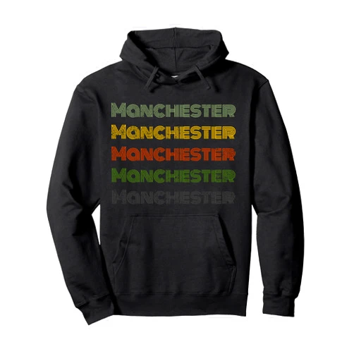 60's Retro Manchester Gift For Men & Women United Kingdom 70's City Retro Vintage Manchester Pullover Hoodie