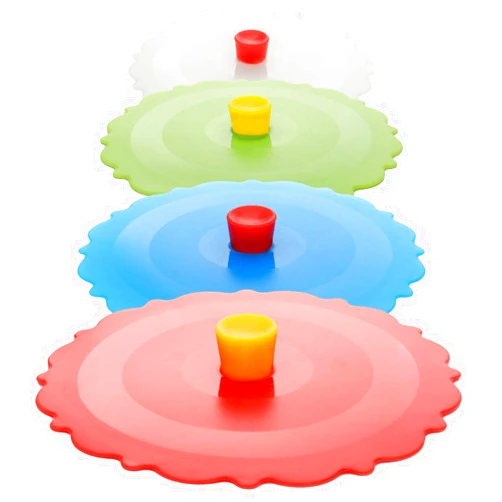 Keweilian Silicone Cup Covers (Set of 4) ， Multicolored Silicone Lids for Mugs, Cups, Tea Pots,Flexible Mug Covers，Hot Cup Lids for Coffee & Tea