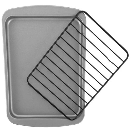 OvenStuff G & S Metal Products Company OvenStuff Toaster Oven Cookie Baking Pan with Nonstick Cooling Rack, 8.5'' x 6.5''