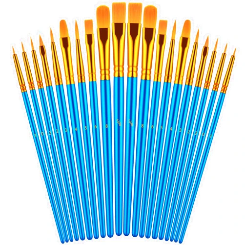 Artstorys Paint Brushes Set for Acrylic Painting, 20 Pcs Oil Watercolor Acrylic Paint Brush, Artist Paintbrushes for Body Face Rock Canvas, Kids Adult Drawing Arts Crafts Supplies, Blue